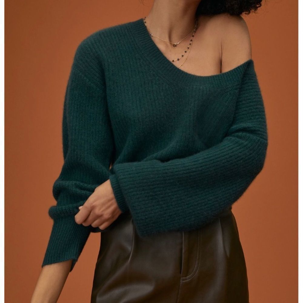 Maeve for Anthropologie Dark Green Sasha Cashmere Sweater NWT M/L